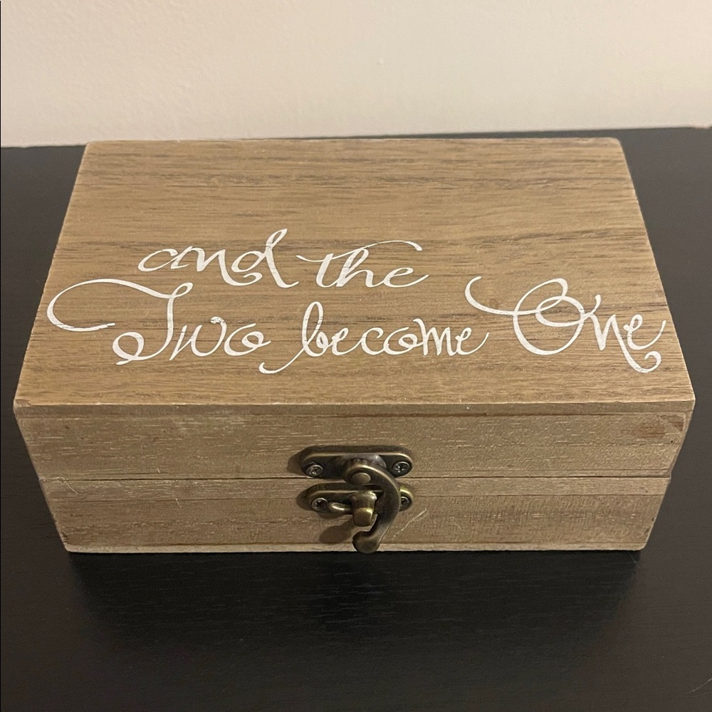 Rustic Wooden Keepsake Box with White Script
